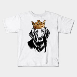 Flat-Coated Retriever Dog King Queen Wearing Crown Kids T-Shirt